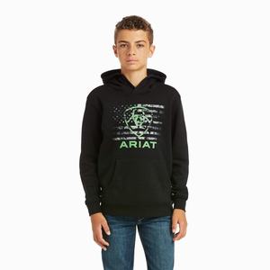 Ariat Basic Hoodie Barn Svarta Gröna | 271-NHZRAP