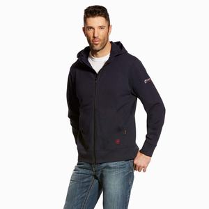 Ariat FR DuraStretch Full Zip Hoodie Herr Marinblå | 027-DSUORC