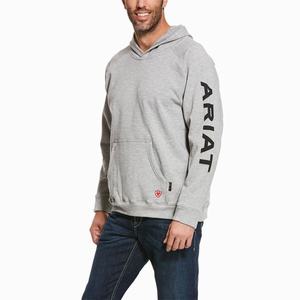 Ariat FR Primo Fleece Logo Hoodie Herr Grå | 695-RCVTLY