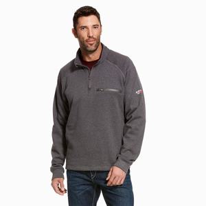 Ariat FR Rev 1/4 Zip Hoodie Herr Grå | 648-CKSJQY