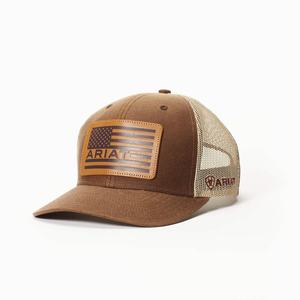 Ariat Flag Patch Mesh Snap Back Hatt Herr Bruna | 253-WPBYHG