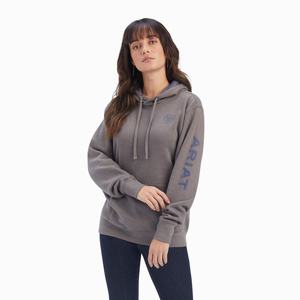 Ariat REAL Arm Logo Hoodie Dam Grå | 347-CHSZRI