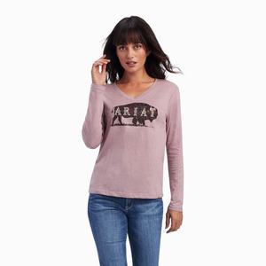 Ariat REAL Chest Logo Relaxed Blast Dam Rosa | 921-LWPXOJ