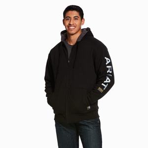 Ariat Rebar All-Weather Full Zip Hoodie Herr Svarta | 087-QPBHKN