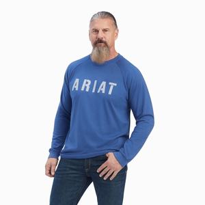 Ariat Rebar CottonStrong Block Piketröja Herr Blå | 978-NQZGCM