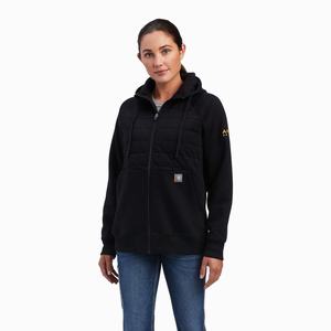 Ariat Rebar Regulator Full Zip Hoodie Dam Svarta | 083-QBNGFD