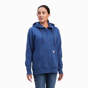 Ariat Rebar Skill Set 1/2 Zip Hoodie Dam Marinblå | 268-RECGWB