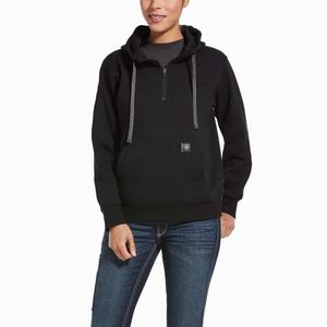 Ariat Rebar Skill Set 1/2 Zip Hoodie Dam Svarta | 906-AYNBEK