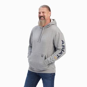 Ariat Rebar Tryck Hoodie Herr Grå Mörk | 896-JRNQBL