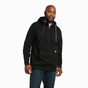 Ariat Rebar Workman 1/4 Zip Hoodie Herr Svarta | 861-SHYXUA