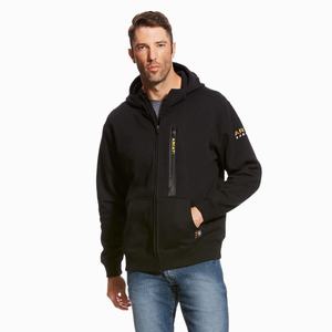 Ariat Rebar Workman Full Zip Hoodie Herr Svarta | 257-EKIZSY