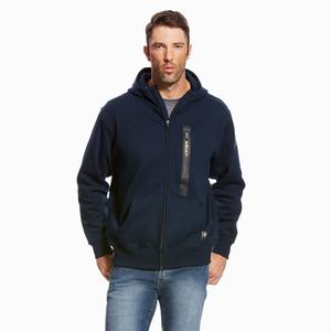 Ariat Rebar Workman Full Zip Hoodie Herr Marinblå | 378-NWGXLQ