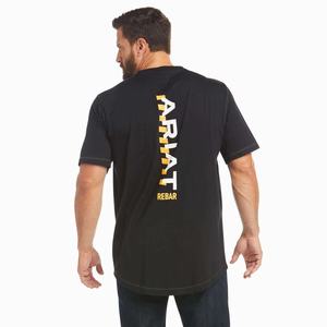 Ariat Rebar Workman Logo Short Sleeve Herr Svarta | 705-APSQBH