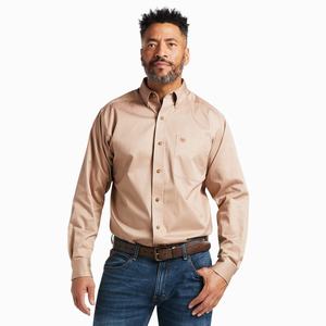 Ariat Solid Twill Klassiska Fit Skjorta Herr Khaki | 016-OGHWVK