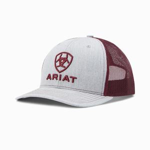 Ariat Stacked Logo Hatt Herr Grå Vinröda | 139-ZRMKOV