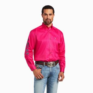 Ariat Team Logo Twill Klassiska Fit Skjorta Herr Rosa | 457-HLPSMC