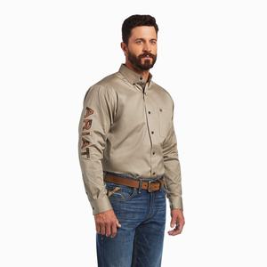 Ariat Team Logo Twill Klassiska Fit Skjorta Herr Camo | 823-WEJSYO