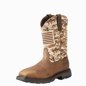 Ariat WorkHog Patriot Steel Tå Arbetskängor Herr Bruna Camo | 132-EYVCQP