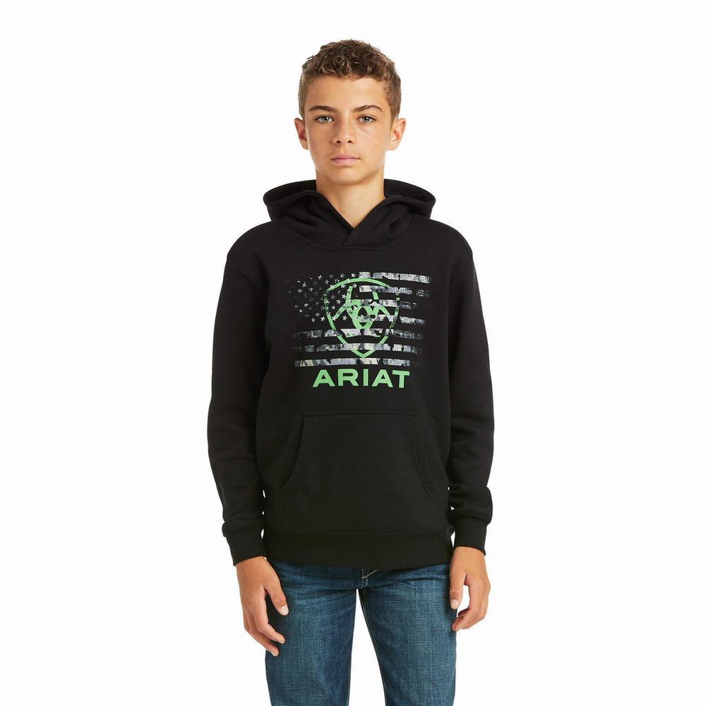 Ariat Basic Hoodie Barn Svarta Gröna | 271-NHZRAP