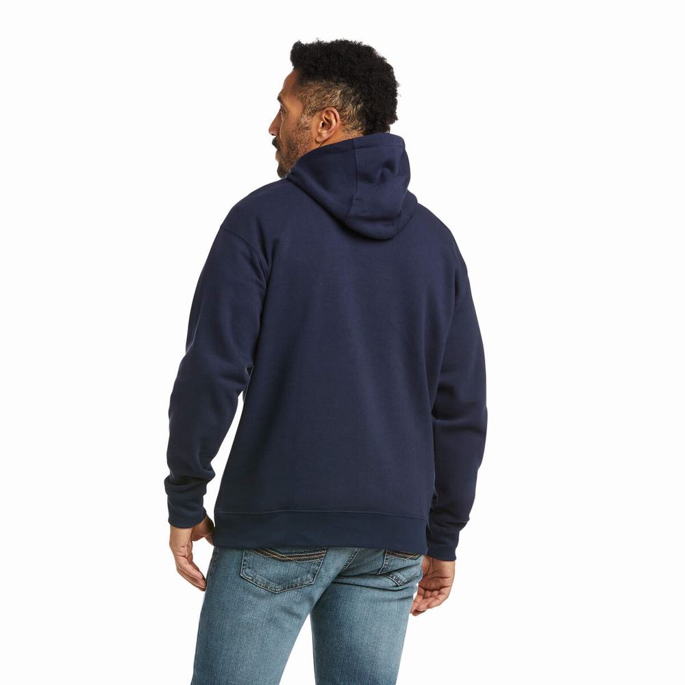 Ariat Basic Hoodie Herr Marinblå | 472-BTNKSO