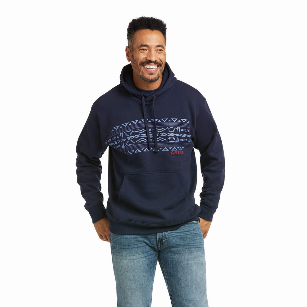 Ariat Basic Hoodie Herr Marinblå | 472-BTNKSO