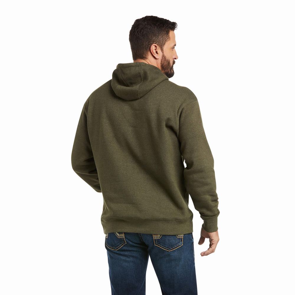 Ariat Basic Hoodie Herr Olivgröna | 274-QPZSYW