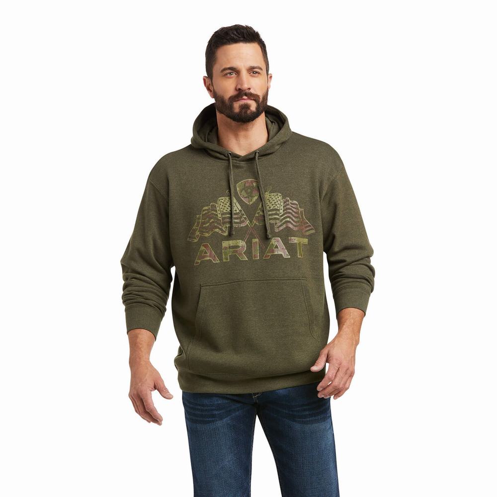 Ariat Basic Hoodie Herr Olivgröna | 274-QPZSYW