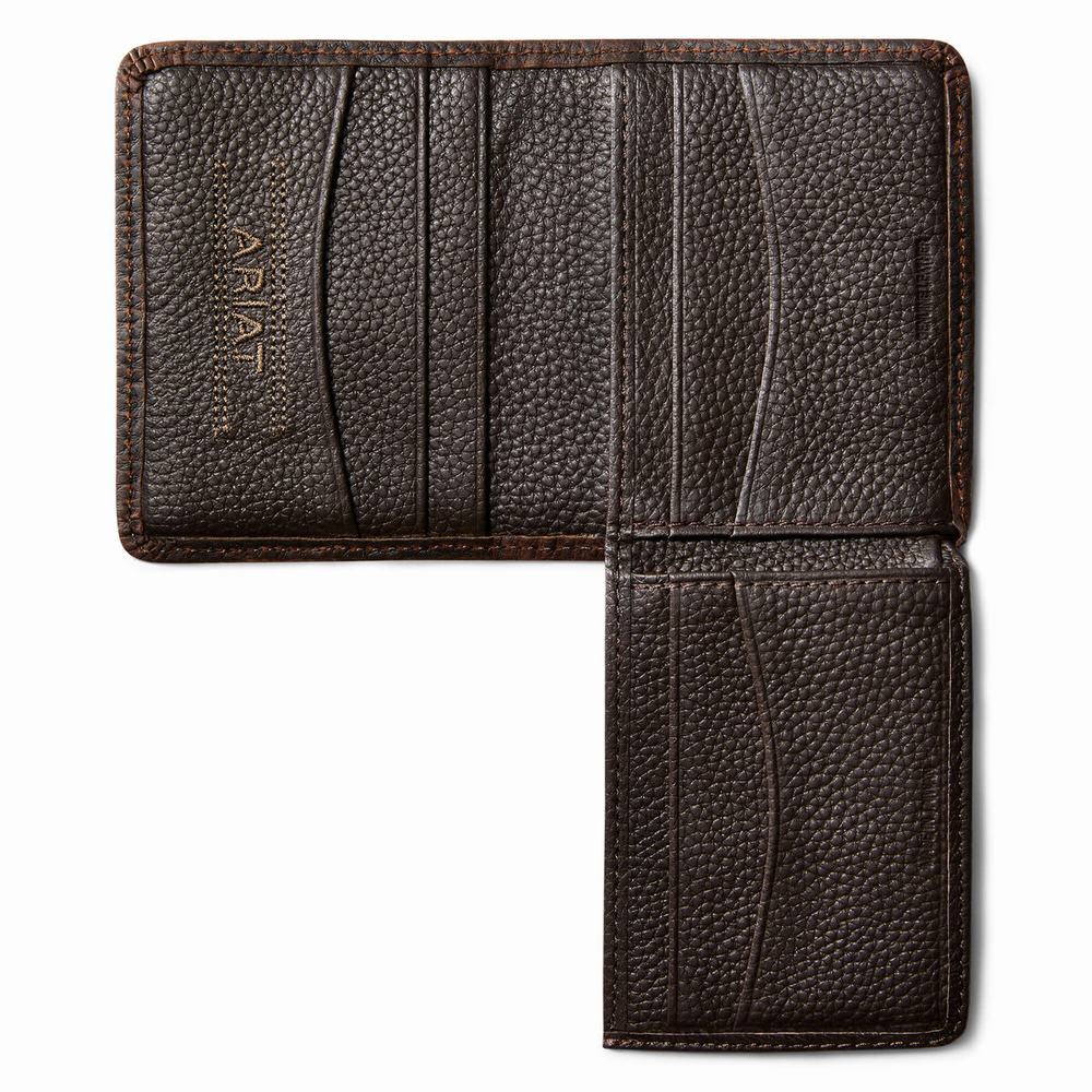 Ariat Bifold Stacked Logo Plånbok Herr Bruna | 320-DQGAPJ