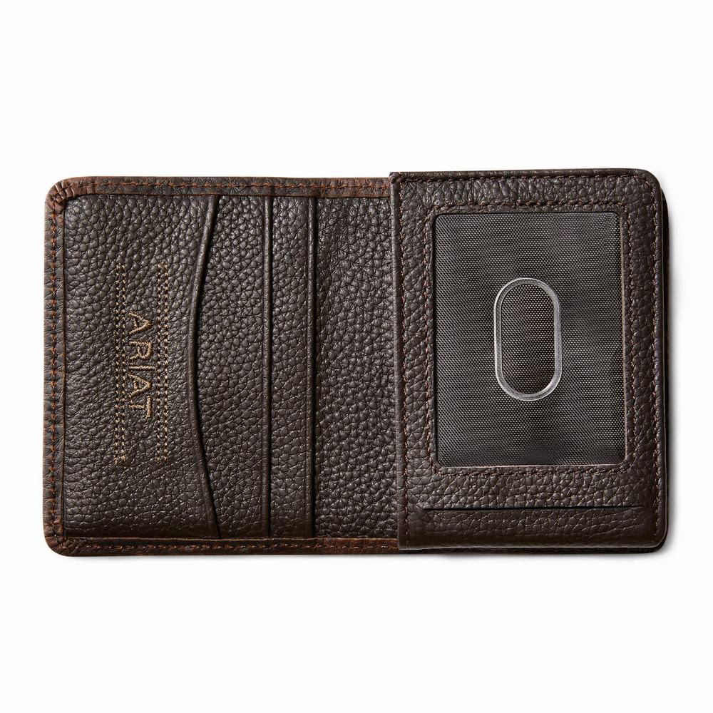 Ariat Bifold Stacked Logo Plånbok Herr Bruna | 320-DQGAPJ