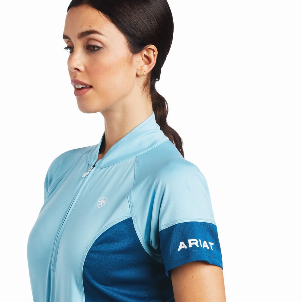 Ariat Cambria Jersey 1/4 Zip Blast Dam Blå Blå | 097-ICLUKH