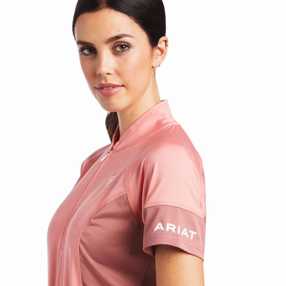 Ariat Cambria Jersey 1/4 Zip Blast Dam Korall | 596-TMNZAJ