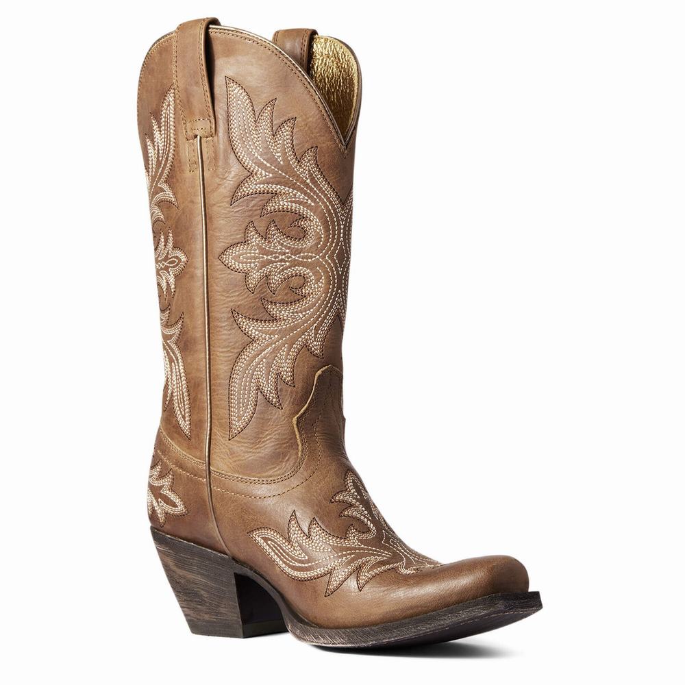 Ariat Circuit Rosewood Western Stövlar Dam Beige Bruna | 036-BZXMUQ