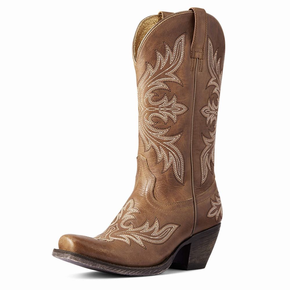 Ariat Circuit Rosewood Western Stövlar Dam Beige Bruna | 036-BZXMUQ