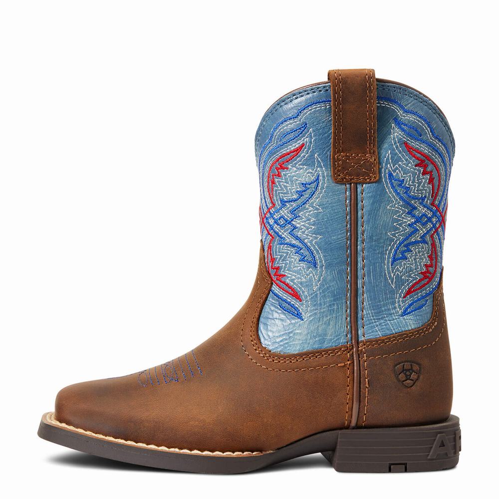 Ariat Double Kicker Western Stövlar Barn Bruna | 390-ZDQMJU