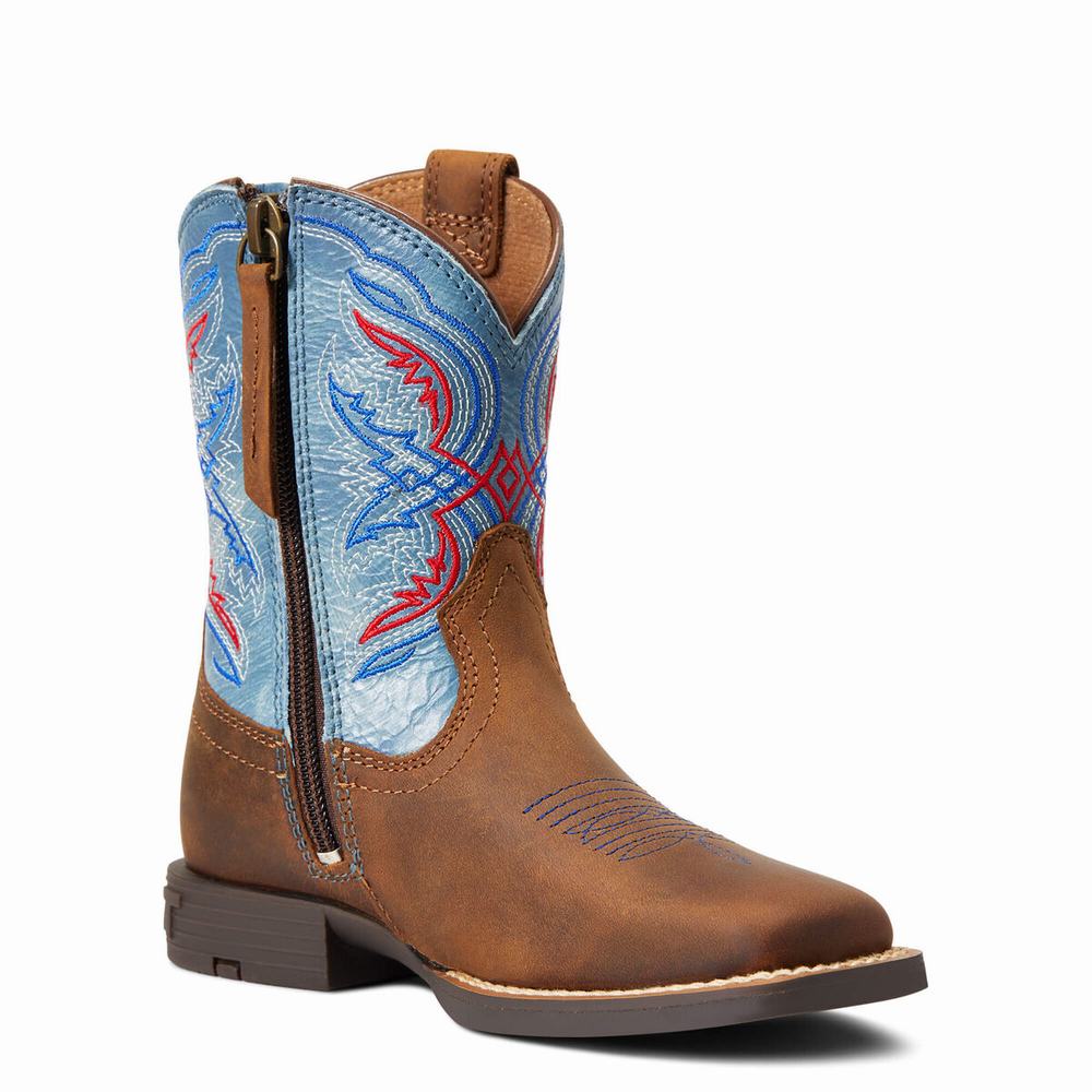 Ariat Double Kicker Western Stövlar Barn Bruna | 390-ZDQMJU