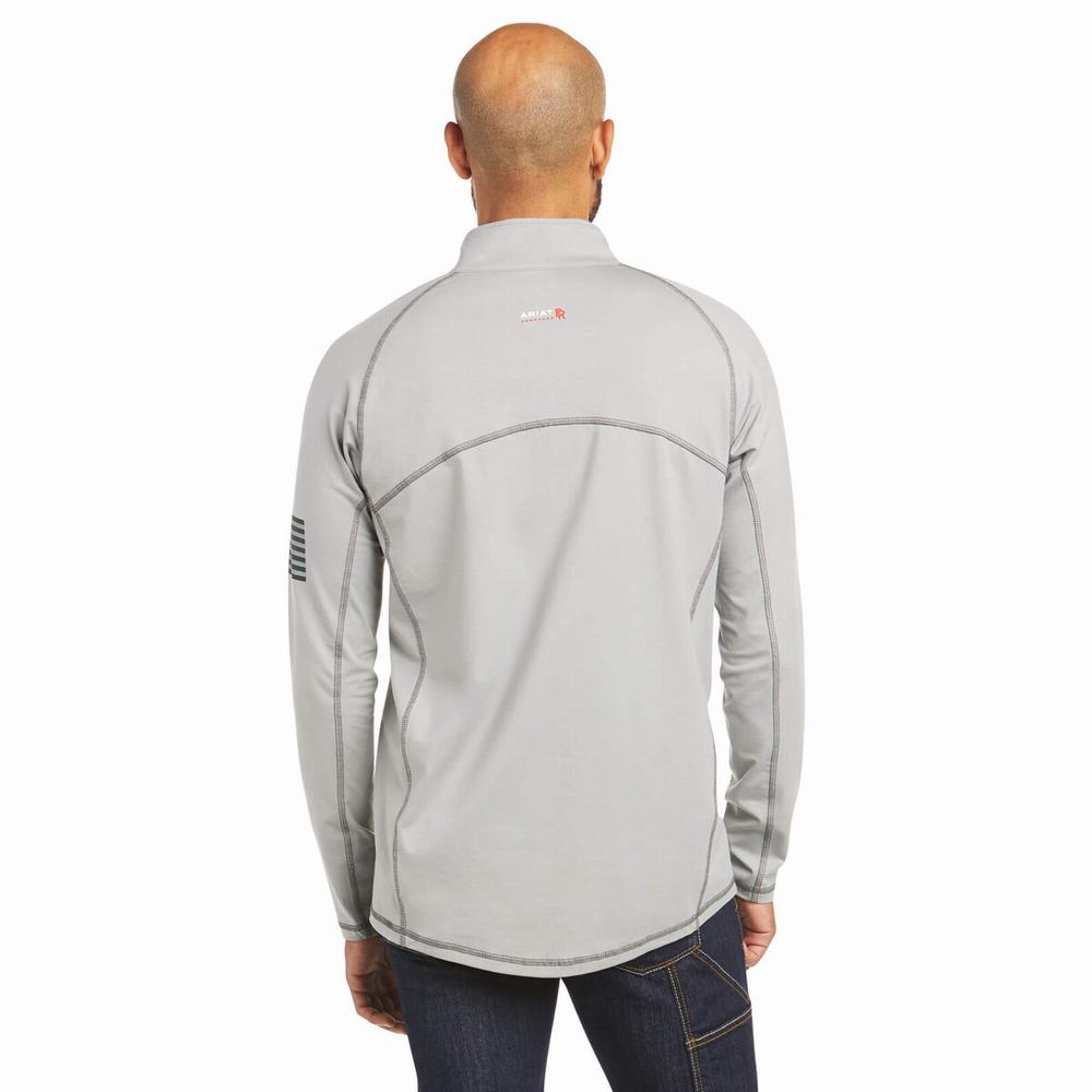 Ariat FR Combat Stretch Patriot 1/4 Zip Skjorta Herr Silver | 729-FKRTGS