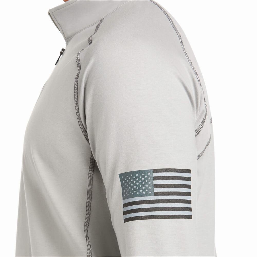 Ariat FR Combat Stretch Patriot 1/4 Zip Skjorta Herr Silver | 729-FKRTGS