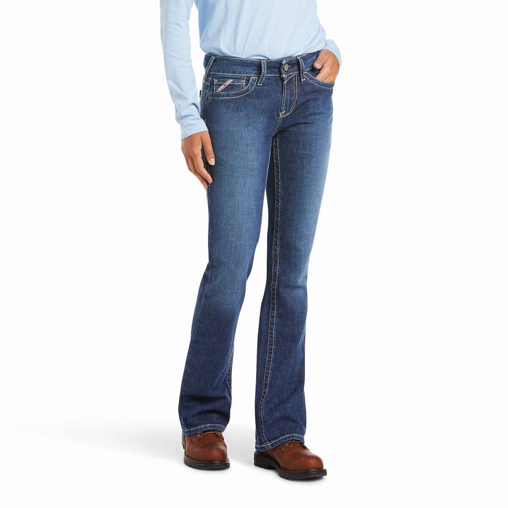 Ariat FR DuraStretch Basic Cut Jeans Dam Blå | 450-ELIWFV