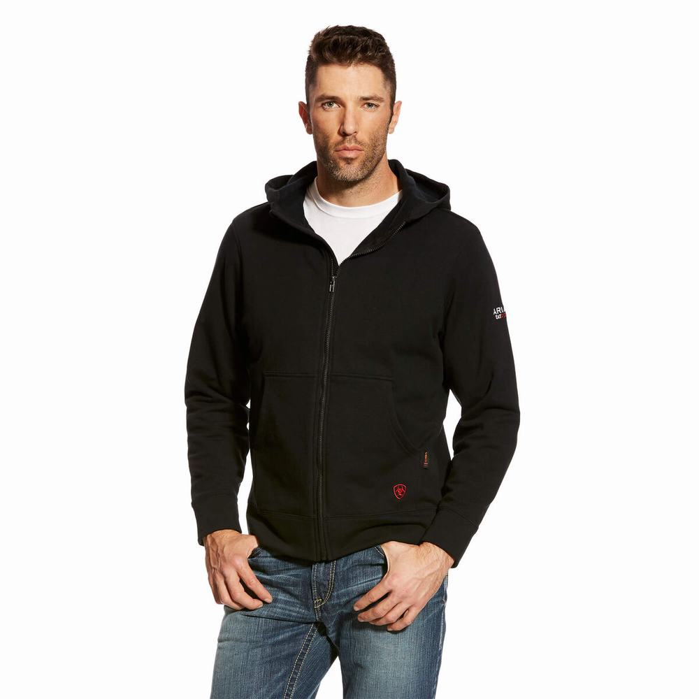 Ariat FR DuraStretch Full Zip Hoodie Herr Svarta | 453-IEJYZL