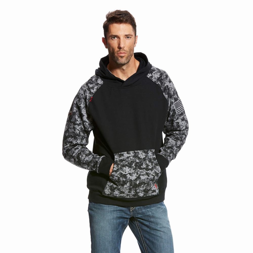 Ariat FR DuraStretch Patriot Hoodie Herr Svarta | 036-TIHAOB