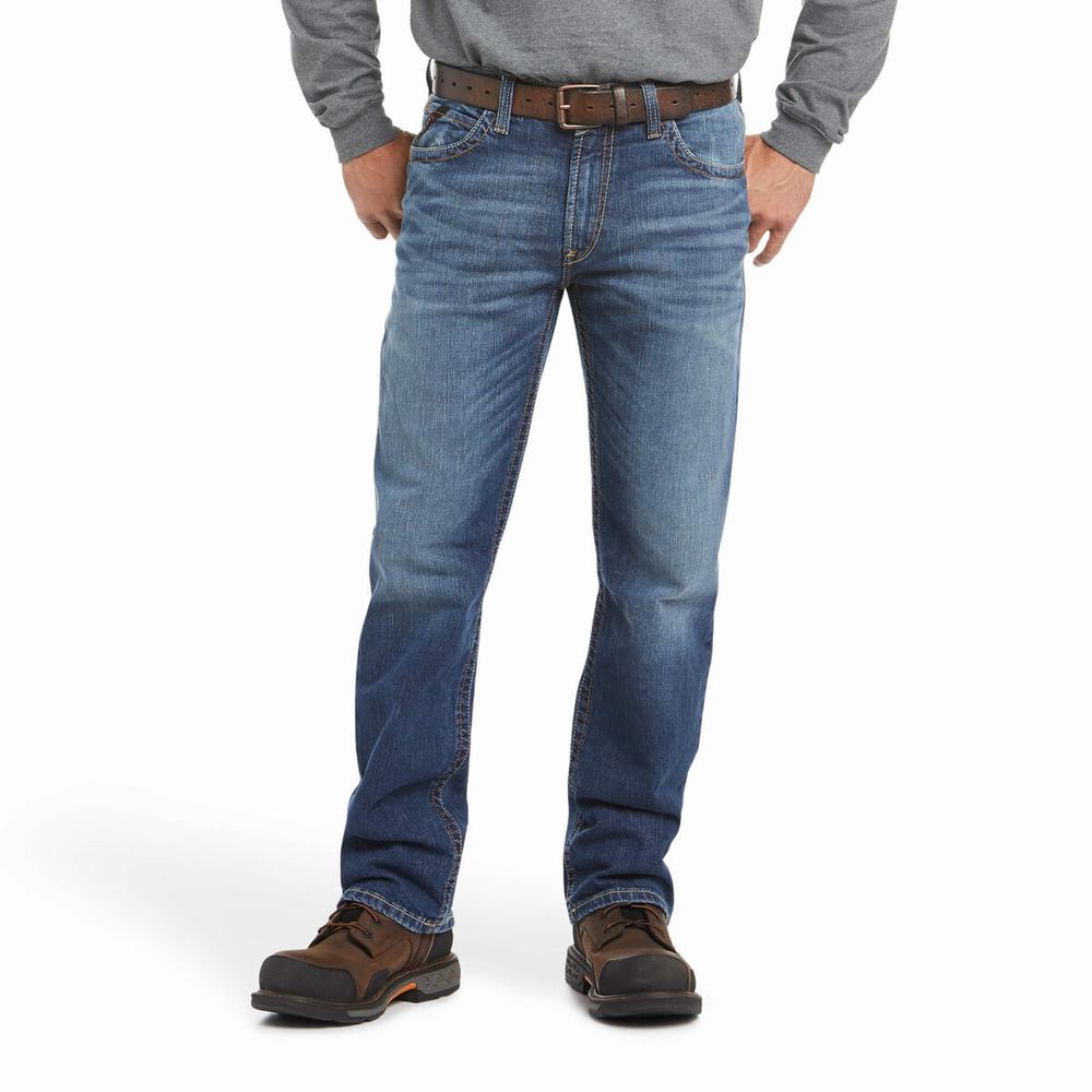 Ariat FR M4 Relaxed Basic Cut Straight Jeans Herr Blå | 461-ZLYDGI