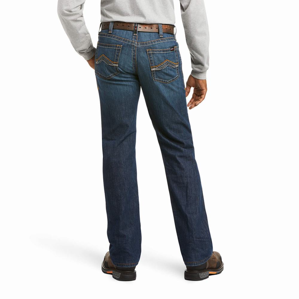 Ariat FR M4 Relaxed Stretch DuraLight Jett Cut Straight Jeans Herr Blå | 639-AXDERT