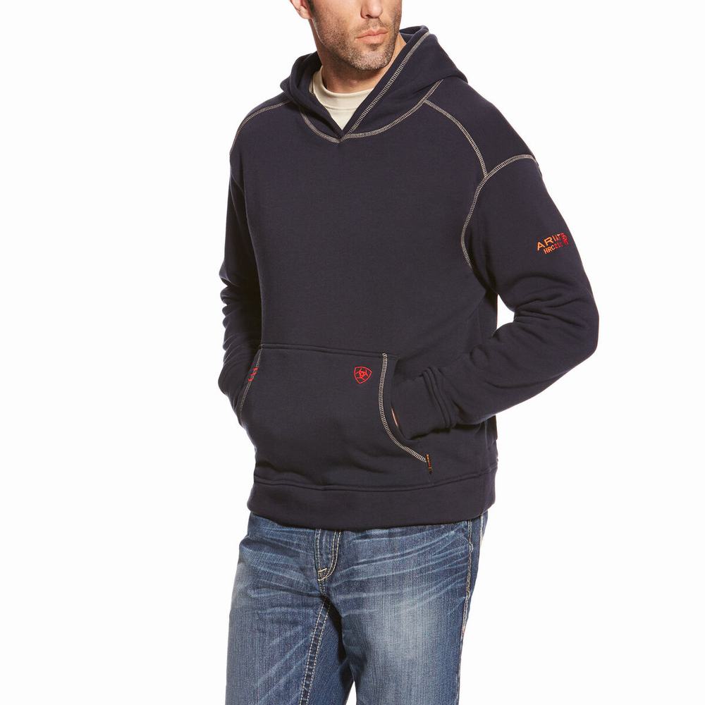 Ariat FR Polartec Hoodie Herr Marinblå | 258-ZSTENL