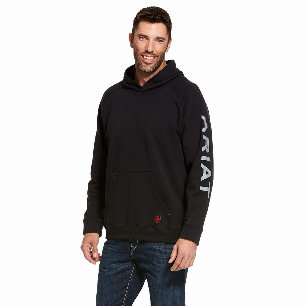 Ariat FR Primo Fleece Logo Hoodie Herr Svarta | 420-VEBCYQ