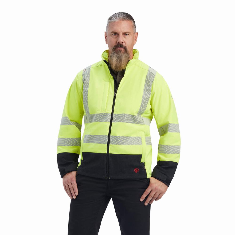 Ariat FR Vernon Hi-Vis Softshell Jacka Herr Gula | 852-PQYTAB