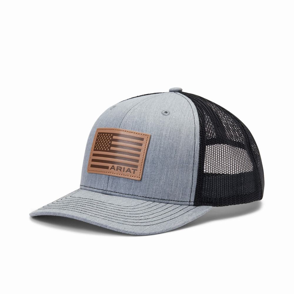 Ariat Flag Patch Hatt Herr Grå Bruna | 049-XUPSTZ