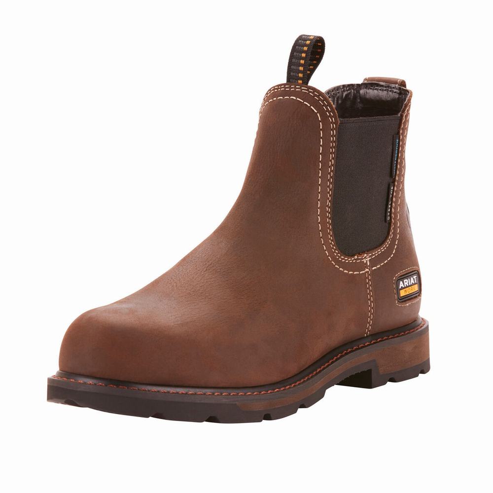 Ariat Groundbreaker Chelsea Vattentäta Steel Tå Chelsea Boots Herr Mörkbruna | 581-ABKQPF