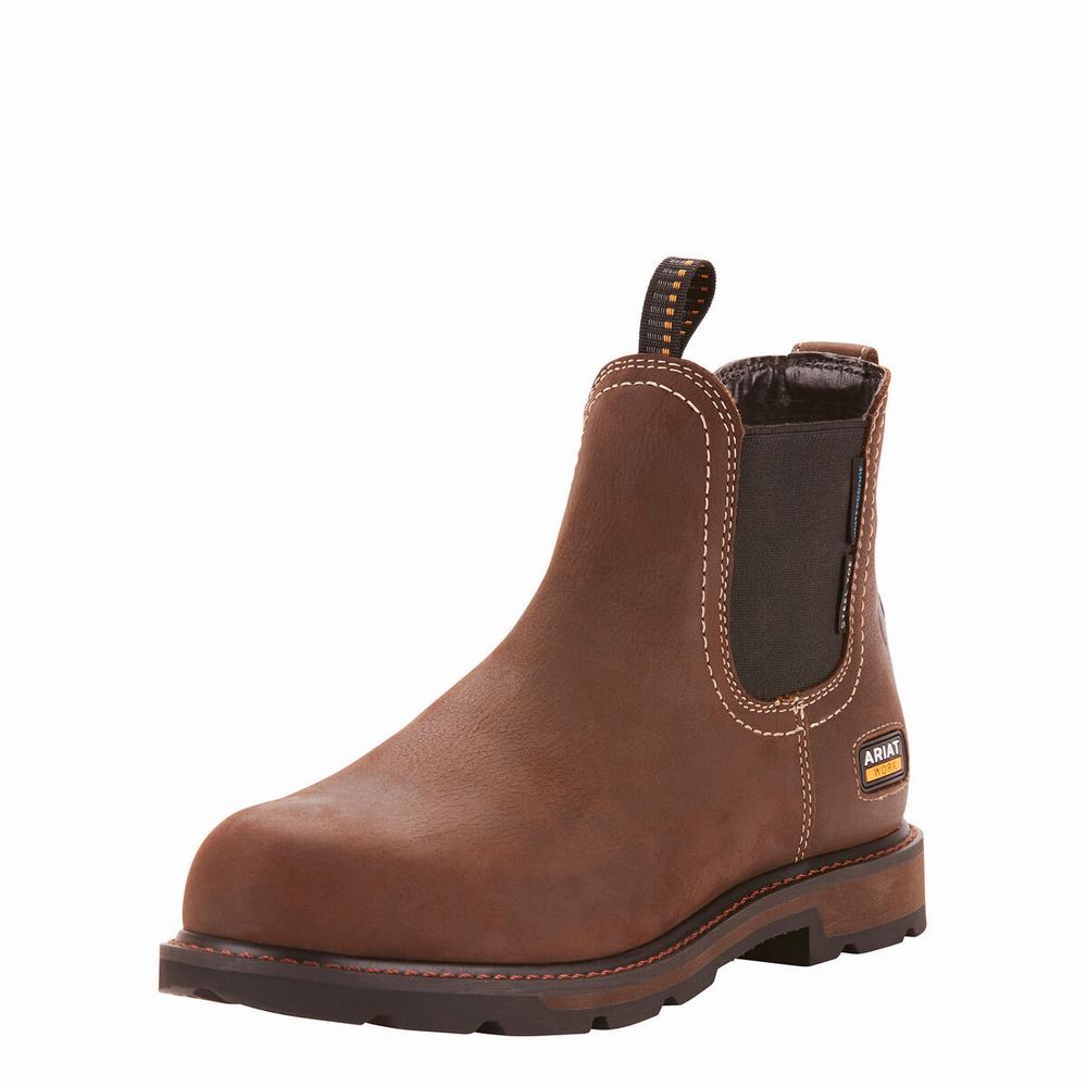 Ariat Groundbreaker Chelsea Vattentäta Steel Tå Chelsea Boots Herr Mörkbruna | 581-ABKQPF