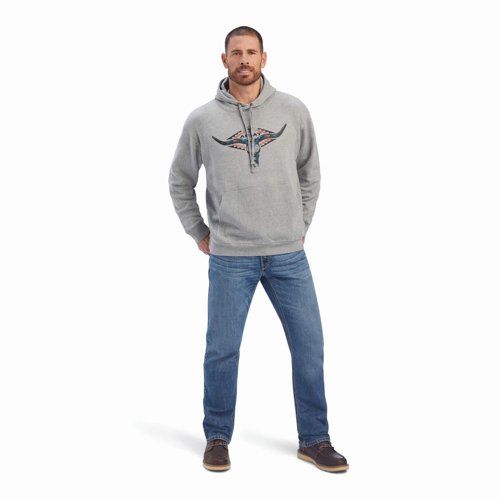 Ariat Horns Southwest Hoodie Herr Grå | 549-GLSOCU