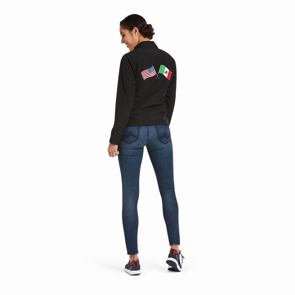 Ariat Klassiska Team USA/MEX Softshell Jacka Dam Svarta | 958-NYIDJC